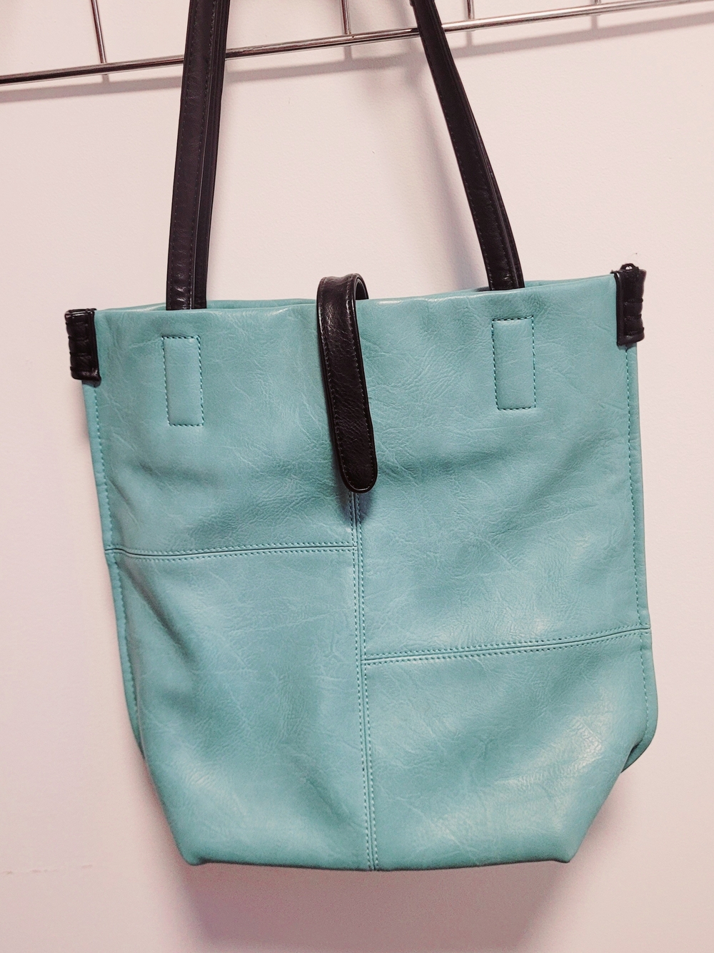 SQ Turquoise Tote Bag with Black Trim